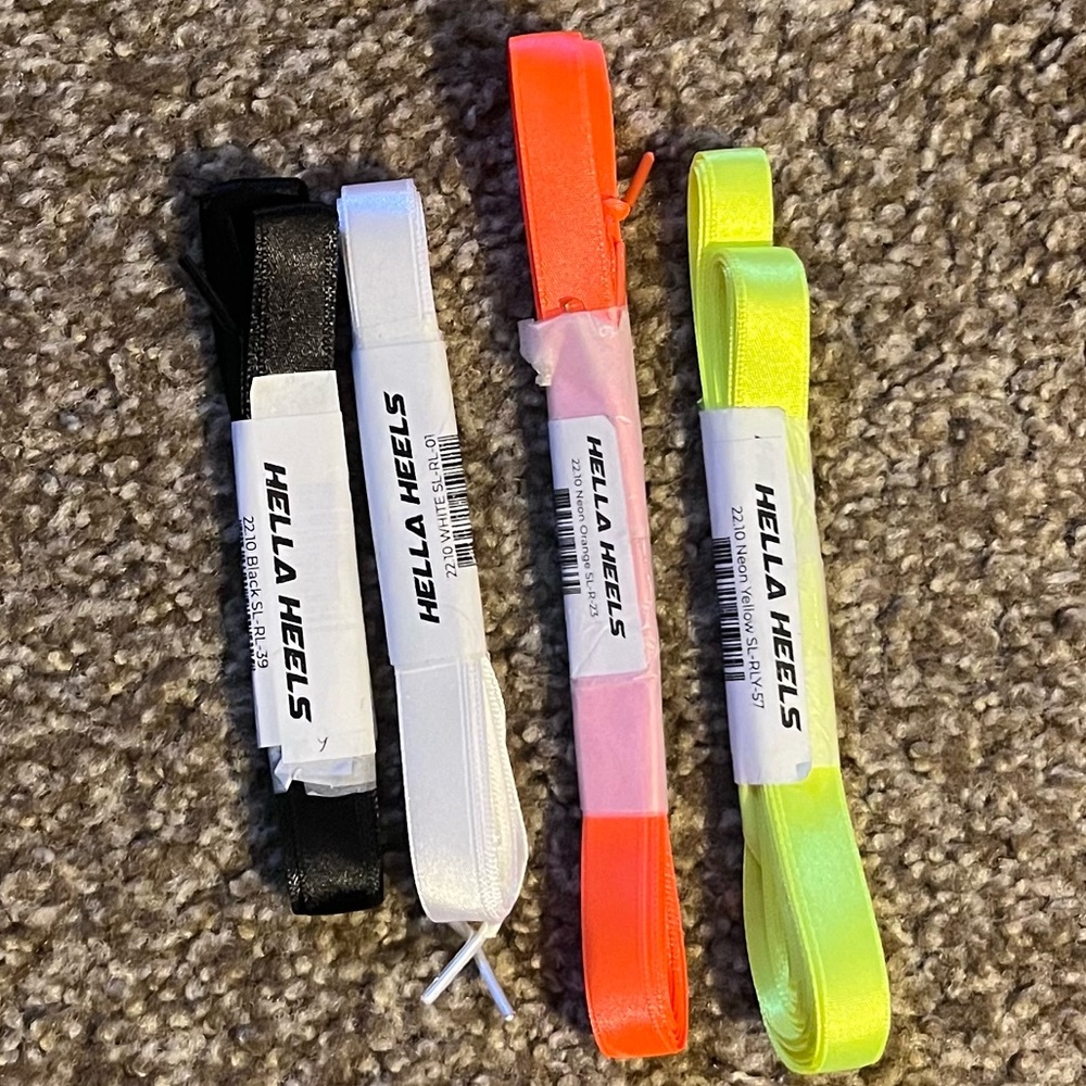 Satin Shoelaces Black White Neon Orange Highlighter Yellow Green Boot Laces